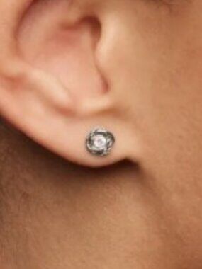David Yurman Infinity Stud Earrings in Sterling Silver with Diamonds,